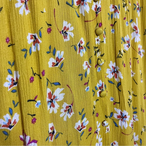 Midi Yellow Buttondown Floral Dress - Picture 4 of 6